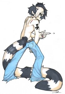 Rating: Safe Score: 0 Tags: 5_fingers alternative_fashion anthro back_tuft belt biped blue_bottomwear blue_clothing bottomwear claws clothed clothing denim denim_bottomwear denim_clothing directional_arrow e621 emo fingers frown full-length_portrait fur gesture glamfur grey_body grey_fur grey_hair hair hand_gesture jeans lemur male mammal markings pants pointing portrait primate ring-tailed_lemur scar short_hair simple_background solo standing strepsirrhine striped_markings striped_tail stripes tail tail_markings tattoo topless tuft white_background white_body white_fur white_hair zeriara zeriara_(character) User: bunchy7s