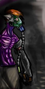 Rating: Safe Score: 0 Tags: 2006 abs anthro armor athletic athletic_anthro athletic_male biped clothing domestic_cat e621 felid feline felis gas_mask gauntlets gloves hair handwear male mammal mask naburus orange_hair purple_body purple_skin solo standing vein User: bunchy7s