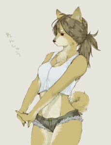 Rating: Safe Score: 0 Tags: anthro biped bottomwear brown_hair canid canine clothing e621 female hair japanese_text mammal ponytail shorts simple_background solo standing tail text unkown_sun white_background User: bunchy7s Rating: Safe Score: 0 Tags: anthro biped bottomwear brown_hair canid canine clothing e621 female hair japanese_text mammal ponytail shorts simple_background solo standing tail text unkown_sun white_background User: bunchy7s