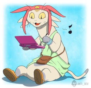 Rating: Safe Score: 0 Tags: 2014 alien ambiguous_gender anthro anti_dev betelgeusian biped blue_background bracelet clothing e621 electronics felid footwear game_console gaming handheld_console happy hat headgear headwear hi_res jewelry looking_down mammal meow_(space_dandy) musical_note musical_symbol nintendo nintendo_3ds nintendo_ds_family open_mouth open_smile playing_video_game shoes simple_background sitting smile solo space_dandy stylus symbol tongue watermark white_background yellow_eyes User: bunchy7s Rating: Safe Score: 0 Tags: 2014 alien ambiguous_gender anthro anti_dev betelgeusian biped blue_background bracelet clothing e621 electronics felid footwear game_console gaming handheld_console happy hat headgear headwear hi_res jewelry looking_down mammal meow_(space_dandy) musical_note musical_symbol nintendo nintendo_3ds nintendo_ds_family open_mouth open_smile playing_video_game shoes simple_background sitting smile solo space_dandy stylus symbol tongue watermark white_background yellow_eyes User: bunchy7s