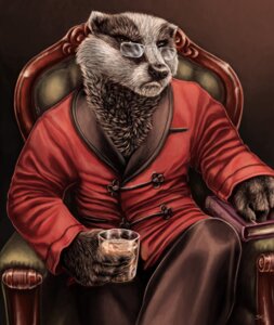 Rating: Safe Score: 0 Tags: 2013 5_fingers alcohol angry anthro badger beverage biped black_nose bottomwear brown_eyes chair claws clothed clothing container cup detailed detailed_food detailed_fur e621 european_badger eyewear fingers food front_view frown fully_clothed fur furniture glasses grey_body grey_fur holding_container holding_cup holding_object looking_at_viewer male mammal meles mustelid musteline pants pince-nez sabretoothed_ermine sitting solo User: bunchy7s