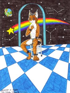 Rating: Questionable Score: 0 Tags: anthro bonds bottomwear clothing constellation e621 eyewear falling felid feline glasses konu_eikuku_hentaru letigre lynx lysander_(eltigero) male mammal planet rainbow shorts solo star User: bunchy7s