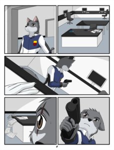 Rating: Safe Score: 0 Tags: anthro brown_eyes canid canine canis claws clothed clothing comic e621 english_text fur grey_body grey_fur gun iuana_(raven_wolf) kurapika male mammal military ranged_weapon raven_wolf scar symbol teddy_conner text uniform weapon white_body white_fur wolf User: bunchy7s