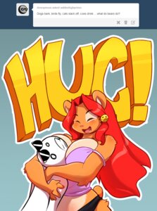 Rating: Safe Score: 0 Tags: accessory ambar anthro ask_blog bear big_breasts breasts brown_body brown_fur chalo cleavage clothed clothing duo e621 emoticon_clip english_text exclamation_point eyes_closed eyewear facial_markings female fur hair hair_accessory hairclip head_markings hug huge_breasts las_lindas long_hair mammal markings open_mouth panties pink_nose red_hair shirt smile sunglasses text tongue topwear tumblr underwear user_avatar User: bunchy7s