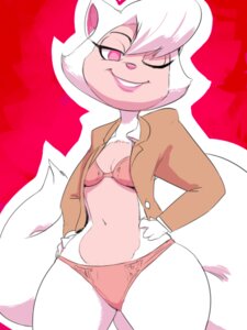 Rating: Questionable Score: 0 Tags: 2014 3:4 anthro big_tail blazer bra cats_don't_dance clothed clothing domestic_cat e621 felid feline felis female fluffy fluffy_tail fur hair hands_on_hips jacket mammal navel one_eye_closed panties partially_clothed pink_body pink_eyes pink_skin pose red_background sawyer_(cats_don't_dance) simple_background smile solo standing sunibee tail topwear underwear warner_brothers white_body white_fur white_hair wide_hips wink User: bunchy7s
