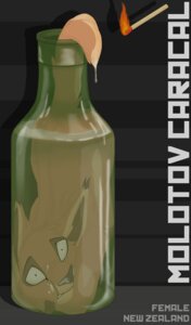 Rating: Safe Score: 0 Tags: bottle caracal caracal_(genus) container doing_it_wrong e621 english_text felid feline female fire frown humor imminent_death improvised_weapon mammal match molotov-caracal molotov_cocktail nui_(molotov-caracal) o_o pun solo tail text User: bunchy7s