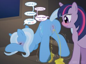 Rating: Explicit Score: 0 Tags: 2011 anus blue_hair blush bodily_fluids butt cutie_mark dialogue duo e621 embarrassed english_text equid equine eyes_closed female female/female female_peeing feral friendship_is_magic fur genital_fluids genitals hair hasbro horn lol_comments mammal multicolored_hair my_little_pony mythological_creature mythological_equine mythology omorashi peeing piss pissing presenting presenting_hindquarters purple_body purple_eyes purple_fur purple_hair quadruped rule34 shaking smooth_skin syoee_b tagme tail text trembling trixie trixie_(mlp) trixie_lulamoon twilight_sparkle_(mlp) two_tone_hair unicorn urination urine urine_stream vulva watersports what User: bunchy7s