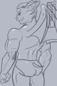 Rating: Questionable Score: 0 Tags: 2:3 anthro barrin84 bat black_eyes briefs butt clothing e621 grin hi_res looking_back male mammal membrane_(anatomy) membranous_wings monochrome muscular muscular_male rear_view smile solo standing underwear wings User: bunchy7s