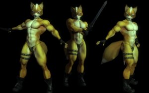 Rating: Questionable Score: 0 Tags: 16:10 3d_(artwork) abs anthro biceps biped black_background black_body black_nose black_skin blue_eyes boots buckle bulge butt canid canine clothed clothing crossed_arms digital_media_(artwork) e621 fluffy footwear fox fox_mccloud fur gloves grasp hair handwear holding_melee_weapon holding_object holding_sword holding_weapon humanoid_pointy_ears jewelry knife leg_strap looking_at_viewer male mammal melee_weapon mod mohawk muscular muscular_anthro muscular_male navel necklace nintendo nipples pecs pointy_ears raised_arm rocket_(artist) scabbard shoes short_hair simple_background skimpy solo spread_legs spreading standing star_fox straps sword tail thong topless underwear weapon white_body white_fur white_hair widescreen yellow_body yellow_fur zipper User: bunchy7s