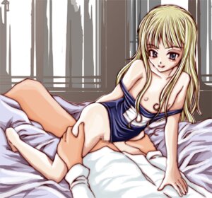 Rating: Explicit Score: 0 Tags: barefoot bed blonde_hair blue_eyes blush censored clothing cowgirl_position evangeline_a.k._mcdowell feet female female_on_top flat_chest fringe inoue_red_xiii long_hair mahou_sensei_negima! one-piece pussy rule34 sex sheets straddle swimsuit teenager vaginal_penetration User: bunchy7s