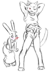 Rating: Questionable Score: 0 Tags: 4_arms anime_nosebleed anthro black_and_white blood blush bodily_fluids clothing domestic_cat duo e621 felid feline felis female lagomorph leporid line_art low_res male mammal monochrome multi_arm multi_limb nosebleed queblock rabbit ruby_(rq) ruby_quest tail tom_(rq) undressing User: bunchy7s