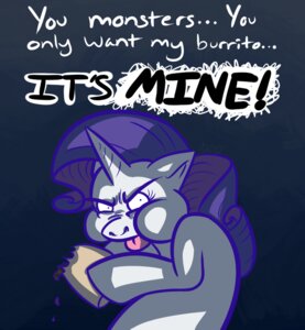 Rating: Safe Score: 0 Tags: burrito e621 english_text equid equine female feral food friendship_is_magic greed hasbro horn lobstertea looking_at_viewer mammal my_little_pony mythological_creature mythological_equine mythology rarity_(mlp) solo text tongue unicorn User: bunchy7s