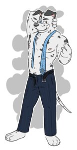 Rating: Safe Score: 0 Tags: accessory anthro armpit_hair belt body_hair bottomwear canid canine canis clothed clothing dalmatian domestic_dog e621 happy heterochromia looking_at_viewer male mammal necktie pants slacks sofakinggood solo suggestive tail topless undressing User: bunchy7s