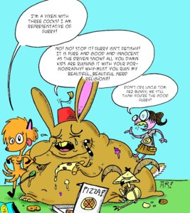 Rating: Explicit Score: 0 Tags: 3_penises 4_breasts agouti-rex anthro bodily_fluids breasts candy canid canine dessert drama e621 english_text fatphobia female food fox genital_fluids genitals group gynomorph human intersex lagomorph leporid mammal morbidly_obese multi_breast multi_genitalia multi_penis obese overweight parody penis pizza precum rabbit text User: bunchy7s