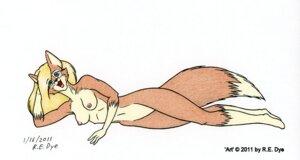 Rating: Questionable Score: 0 Tags: 2011 anthro biped blonde_hair blue_eyes breasts canid canine e621 fangs female fox hair looking_at_viewer lying mammal nipples nude on_side open_mouth r.e._dye reclining solo tail teeth traditional_media_(artwork) User: bunchy7s