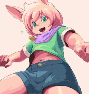 Rating: Questionable Score: 0 Tags: anthro bottomwear clothed clothing digital_media_(artwork) e621 fur green_eyes hair happy lagomorph lyc male mammal pink_body pink_fur pink_hair shaded shirt shorts simple_background solo topwear User: bunchy7s