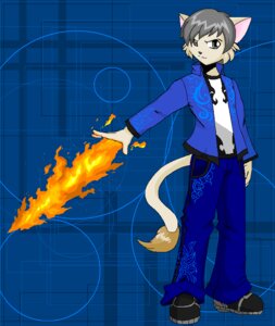 Rating: Safe Score: 0 Tags: abstract_background anthro black_hair blue_background clothing dcm01 dcm01_(character) e621 felid fire fur hair jacket kivwolf leucistic lion male mammal pantherine plantigrade simple_background solo tail topwear white_body white_fur User: bunchy7s