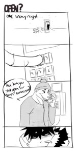 Rating: Questionable Score: 0 Tags: booth booth_(structure) canid canine canis cord digital_drawing_(artwork) digital_media_(artwork) duo e621 electronics greyscale holding_object holding_phone homeless humor inside_booth landline_phone lupine_assassin male mammal monochrome parody payphone phone phone_booth the_truth unknown_artist winter wired_phone wolf User: bunchy7s