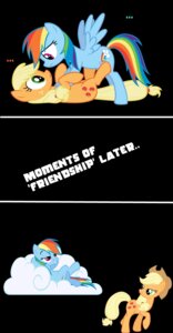 Rating: Questionable Score: 0 Tags: applejack_(mlp) being_watched blue_body blue_feathers blue_fur comic e621 earth_pony equid equine feathered_wings feathers female female/female feral friendship_is_magic frzwork fur hair hasbro hi_res horn horse looking_at_another mammal multicolored_hair my_little_pony mythological_creature mythological_equine mythology pegasus pony quadruped rainbow_dash_(mlp) rainbow_hair tail wing_boner wings User: bunchy7s