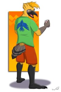 Rating: Safe Score: 0 Tags: 2012 2:3 anthro avian beak beverage bird claws clothing e621 feathers food hi_res icterid male new_world_blackbird nisharu oscine passerine solo yellow-hooded_blackbird yellow_body yellow_feathers User: bunchy7s