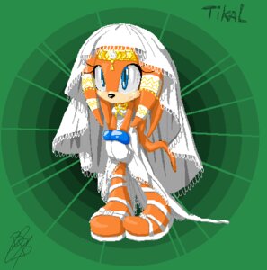 Rating: Safe Score: 0 Tags: anthro blackby blue_eyes bracelet clothing crooked_tail dress e621 echidna female green_background jewelry low_res mammal monotreme sega simple_background solo sonic_adventure sonic_the_hedgehog_(series) tail tikal_the_echidna wedding_dress User: bunchy7s