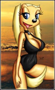 Rating: Questionable Score: 0 Tags: anthro big_breasts black_border border brandy_and_mr._whiskers brandy_harrington breasts canid canine canis cleavage clothed clothing disney domestic_dog e621 female innocenttazlet mammal one-piece_swimsuit solo swimwear tail tail_between_legs User: bunchy7s