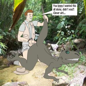 Rating: Explicit Score: 0 Tags: 1boy 1girls artist_request dialogue dinosaur english_text female feral human human_on_feral imminent_sex jurassic_park jurassic_park_(franchise) male robert_muldoon rule34 speech_bubble tagme text velociraptor User: bunchy7s