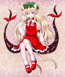 Rating: Safe Score: 0 Tags: abstract_background accessory alternative_fashion animal_humanoid asian_clothing bangs blonde_hair bottomwear bow_(feature) bow_accessory bow_ribbon cat_humanoid chinese_clothing clothing cosplay cosplay_lolita e621 east_asian_clothing felid felid_humanoid feline feline_humanoid female folding_fan footwear frilly hair hair_accessory hair_bow hair_ribbon hand_fan humanoid j-fashion lolita_(fashion) long_hair long_sleeves looking_at_viewer mammal mammal_humanoid mary_janes purple_eyes qi_lolita ribbons shoes simple_background sitting skirt smile solo sumeragi_seisuke tail touhou yukari_yakumo User: bunchy7s