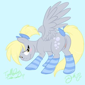 Rating: Explicit Score: 0 Tags: 1:1 2013 accessory amber_eyes ass_up blonde_hair blue_background blush bodily_fluids bow_(feature) bow_accessory bow_ribbon butt clothing cutie_mark derpy_hooves_(mlp) e621 english_text equid equine feathered_wings feathers female feral footwear friendship_is_magic fur genital_fluids genitals grey_body grey_feathers grey_fur hair hair_accessory hair_bow hair_ribbon hasbro legwear lildooks looking_at_viewer looking_back mammal my_little_pony mythological_creature mythological_equine mythology pegasus ponytail presenting presenting_hindquarters ribbons signature simple_background smile socks solo text vaginal_fluids vulva wings yellow_eyes User: bunchy7s
