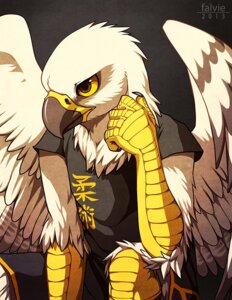 Rating: Safe Score: 0 Tags: 2013 5_fingers anthro avian beak bird black_claws bottomwear brown_eyes chinese_text claws clothed clothing dated digital_media_(artwork) e621 falcon falconid falvie feathered_wings feathers finger_claws fingers grey_beak gyrfalcon hand_on_head male multicolored_beak scuted_arms scutes signature solo text topwear translated two_tone_beak white_body white_feathers whitley_(talu_lupus) winged_arms wings yellow_beak yellow_sclera User: bunchy7s