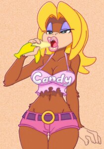 Rating: Questionable Score: 0 Tags: anthro banana big-e6 bikini blonde_hair breasts candy_kong cleavage clothed clothing donkey_kong_(series) e621 female food food_fetish fruit hair hi_res kong lips mammal nintendo plant primate solo suggestive suggestive_food swimwear two-piece_swimsuit wide_hips User: bunchy7s