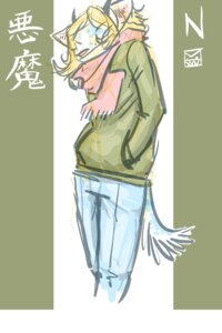 Rating: Safe Score: 0 Tags: 2:3 anthro blonde_hair bottomwear clothed clothing digital_media_(artwork) domestic_cat e621 felid feline felis green_background hair hoodie horn male mammal nitrogen pants scarf simple_background solo tail topwear white_background User: bunchy7s