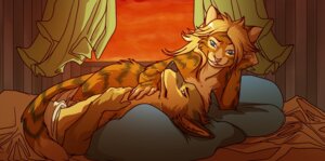 Rating: Safe Score: 0 Tags: anthro arm_support bed canid canine cardinal_(artist) detailed_background digital_media_(artwork) domestic_cat duo e621 felid feline felis female furniture green_eyes inside leaning_on_elbow male male/female mammal nude on_bed romantic romantic_ambiance romantic_couple tail under_covers warm_colors User: bunchy7s