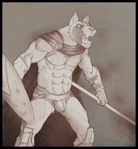 Rating: Safe Score: 0 Tags: 2013 abs anthro ares_(aresakita) armor biceps biped black_border blue_eyes border bulge canid canine canis cape cheek_tuft clothed clothing domestic_dog e621 facial_tuft fangs fighting_pose fur gladiator holding_object holding_shield holding_weapon jockstrap looking_forward male mammal manly muscular muscular_anthro muscular_male nipples open_mouth pecs pose schynbalds shield signature skimpy solo spartan_(roman) spartan_armor_(roman) standing straps superslickslasher teeth topless tuft underwear vambrace warrior weapon wolf wrist_guards User: bunchy7s