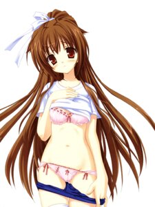 Rating: Questionable Score: 0 Tags: bloomers bloomers_pull blush bra bra-ban! brown_hair buruma female gym_uniform hair_ribbon hi_res kobuichi lingerie long_hair looking_at_viewer nakanoshima_tae panties pink_underwear ponytail red_eyes ribbon ribbons rule34 scan shirt_lift simple_background standing tareme thighhighs tied_hair underwear undressing User: bunchy7s