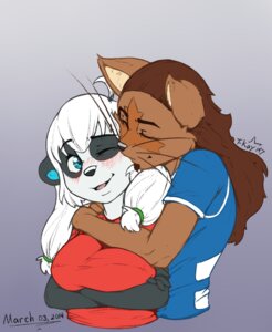 Rating: Safe Score: 0 Tags: 2014 anthro bear black_body black_fur blue_eyes blush brown_body brown_fur brown_hair clothed clothing crossed_arms digital_media_(artwork) duo e621 female fur giant_panda hair hug kyuu long_hair male mammal maple_leaf shirt smile t-kay t-kay_(character) topwear whiskers white_body white_fur white_hair User: bunchy7s