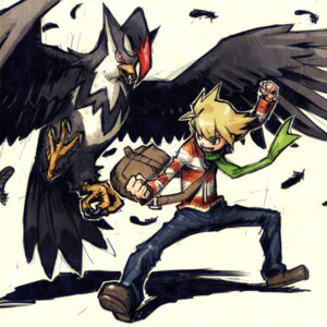Rating: Safe Score: 0 Tags: 1:1 2009 action_pose avian bag barry_(pokemon) beak biped bird clothed clothed_human clothed_male clothing digital_media_(artwork) digital_painting_(artwork) duo e621 feathered_wings feathers feral generation_4_pokemon human low_res male male_human mammal may_dog nintendo painting_(artwork) pokemon pokemon_(species) pose scarf shaded shadow simple_background simple_shading staraptor three-quarter_view white_background wings User: bunchy7s