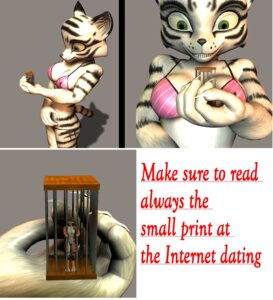 Rating: Questionable Score: 0 Tags: 3d_(artwork) anthro bars bikini broken_language cage charleyfox_(modeler) charleyfox_tiger clothed clothing digital_media_(artwork) duo e621 english_text extreme_size_difference felid female male mammal micro pantherine public_service_announcement size_difference skimpy swimwear tail text tiger two-piece_swimsuit unknown_artist User: bunchy7s Rating: Questionable Score: 0 Tags: 3d_(artwork) anthro bars bikini broken_language cage charleyfox_(modeler) charleyfox_tiger clothed clothing digital_media_(artwork) duo e621 english_text extreme_size_difference felid female male mammal micro pantherine public_service_announcement size_difference skimpy swimwear tail text tiger two-piece_swimsuit unknown_artist User: bunchy7s