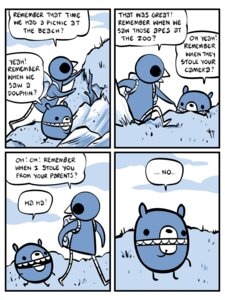 Rating: Safe Score: 0 Tags: 2011 ambiguous_gender anthro avian bear beartato bird comic dialogue duo e621 english_text hiking humor mammal nedroid reginald_(nedroid) speech_bubble text toony User: bunchy7s