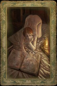 Rating: Questionable Score: 0 Tags: all_fours bed book butt candle dark e621 female furniture hair human mammal not_furry nude official_art priest red_hair shani_(the_witcher) short_hair solo the_witcher User: bunchy7s