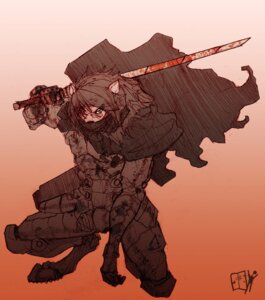 Rating: Safe Score: 0 Tags: 2013 anthro armor blood blood_on_object blood_on_weapon bodily_fluids cape cloak clothed clothing crouching digitigrade e621 felid hair lethal_doors lion looking_at_viewer male mammal melee_weapon pantherine simple_background solo solomynn sword weapon User: bunchy7s