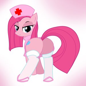 Rating: Questionable Score: 0 Tags: 1:1 blue_eyes butt clothing cutie_mark digital_media_(artwork) e621 earth_pony equid equine female feral friendship_is_magic hair hasbro hat headgear headwear hi_res horse legwear long_hair looking_at_viewer looking_back looking_back_at_viewer mammal my_little_pony nurse photoimpact_(artwork) pink_hair pink_theme pinkamena_(mlp) pinkie_pie_(mlp) pony pyruvate quadruped solo stockings straight_hair tail User: bunchy7s