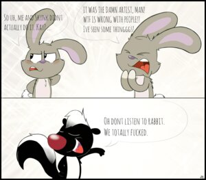 Rating: Safe Score: 0 Tags: anthro avoid_posting blush cartoon_network cartoon_saloon comic dialogue duo e621 english_text hi_res kippykat lagomorph leporid male mammal mephitid profanity rabbit rabbit_(skunk_fu) skunk skunk_(skunk_fu) skunk_fu text User: bunchy7s