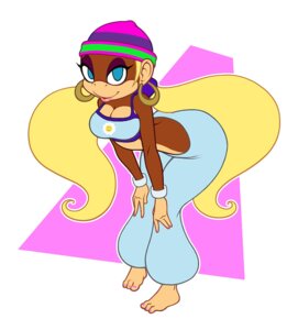 Rating: Safe Score: 0 Tags: alternative_fashion amekaji beanie bent_over blonde_hair blue_eyes breasts cleavage clothed clothing donkey_kong_(series) e621 ear_piercing ear_ring female ganguro_(fashion) gyaru hair hat headgear headwear hoop_ear_ring j-fashion kong lips looking_at_viewer mammal midriff nintendo nitro piercing primate ring_piercing simple_background solo tiny_kong y2k_(fashion) User: bunchy7s