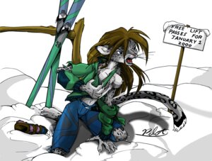 Rating: Questionable Score: 0 Tags: 2000 anthro barefoot biped breasts brown_hair chest_tuft claws clothed clothing e621 english_text feet felid female hair kneeling leopard long_hair mammal nipples outside pantherine partially_clothed pilot pilot_(artist) pinup pose simple_background ski skiing snow snow_leopard solo tail text toes torn_clothing transformation tuft whiskers white_background User: bunchy7s