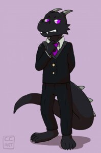 Rating: Safe Score: 0 Tags: 4_toes accessory anthro barefoot biped black_body black_scales bottomwear classy clothed clothing dragon e621 ender_dragon fangs feet front_view fully_clothed go-kart hi_res horn looking_at_viewer male microsoft minecraft mojang mythological_creature mythological_scalie mythology necktie pants purple_background purple_eyes scales scalie shirt simple_background solo standing suit tail teeth toes topwear xbox_game_studios User: bunchy7s