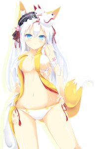 Rating: Questionable Score: 0 Tags: animal_humanoid bikini blue_eyes canid canine clothed clothing dipstick_tail e621 female hair hi_res humanoid long_hair looking_at_viewer mammal markings mask nibiiro_shizuka skimpy solo swimwear tail tail_markings topless two-piece_swimsuit white_hair User: bunchy7s