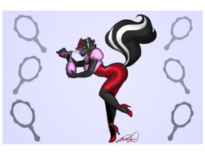 Rating: Safe Score: 0 Tags: 4:3 anthro biped border breasts clothing dress e621 female flower fluffy fluffy_tail footwear hi_res high_heels leelab mammal markings mephitid perfume perfume_atomizer pinup plant pose rose_(flower) shoes skunk smile solo striped_markings striped_skunk striped_tail stripes tail tail_markings white_border User: bunchy7s