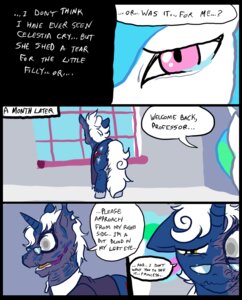 Rating: Safe Score: 0 Tags: 2012 blind_eye blue_body blue_fur bodily_fluids clothed clothing comic cutie_mark dialogue digital_media_(artwork) disfigured duo e621 english_text equid equine eyewear female feral friendship_is_magic fur glasses hair hasbro heartbroken horn horse inside male mammal metal_(artist) my_little_pony mythological_creature mythological_equine mythology pink_eyes pony princess princess_celestia_(mlp) professor_starflare_(metal) royalty sad tears text unicorn wavy_mouth white_body white_fur white_hair window User: bunchy7s