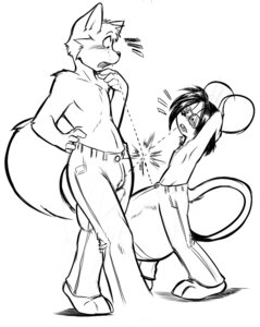 Rating: Explicit Score: 0 Tags: 0r0ch1 anthro artie big_bulge big_ears black_and_white black_hair black_nose blush bottomwear bulge canid canine clothed clothing denim denim_bottomwear denim_clothing detailed_bulge dipodomyine duo e621 embarrassed eyewear fox gang_xi_siyu genital_outline glasses hair heteromyid huge_bulge hyper hyper_bulge jeans kangaroo_rat male mammal monochrome pants penis_outline rodent shocked simple_background siyu size_difference stare surprised tail topless white_background wide_hips User: bunchy7s